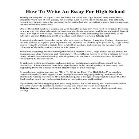 How To Write An Essay For High School.pdf