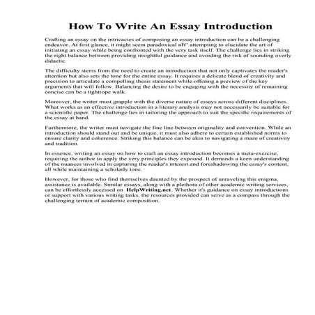 How To Write An Essay Introduction. Best way to write an introduction ...
