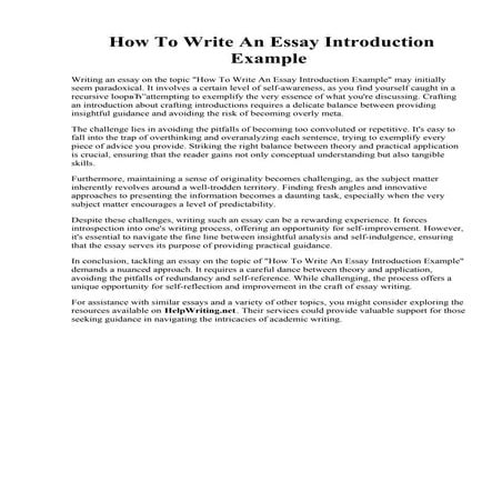 How To Write An Essay Introduction Example | PDF