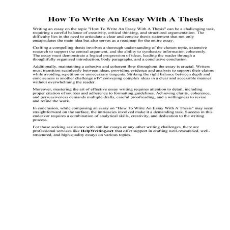 How To Write An Essay With A Thesis