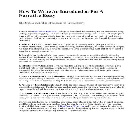 How To Write An Introduction For A Narrative Essay | PDF