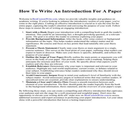 How To Write An Introduction For A Paper | PDF