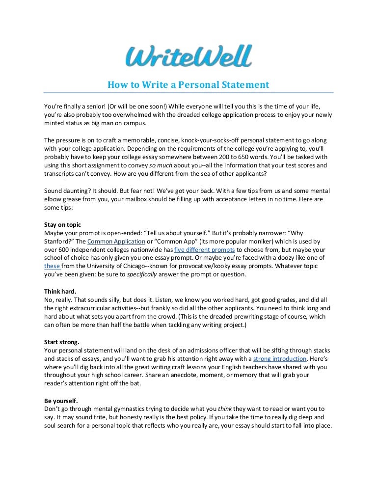 how to write a personal statement writewell app college application personal statement