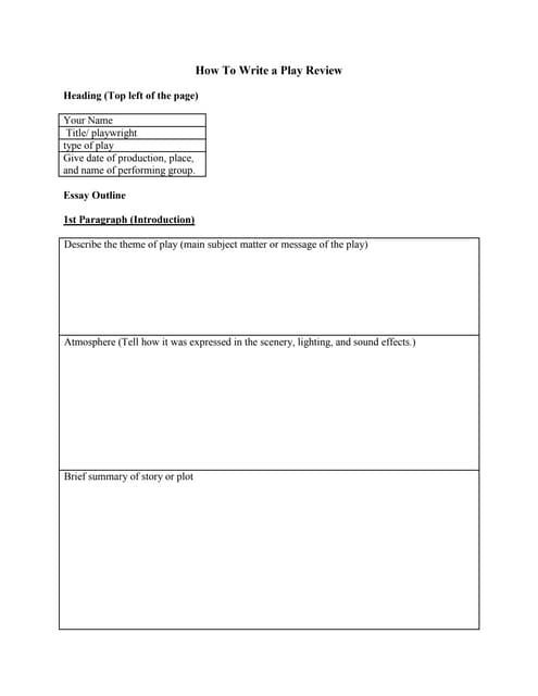 Writing a Play Review | PDF | Screenwriting | Content Production