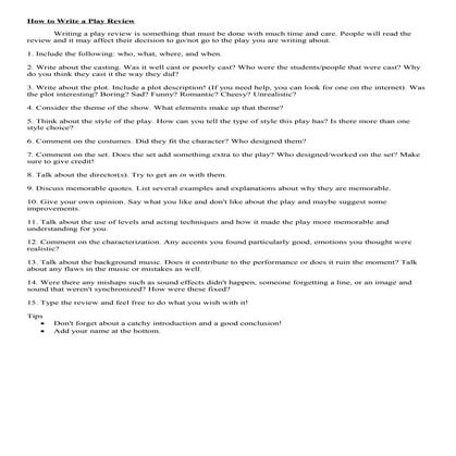 How to Write a Play Review