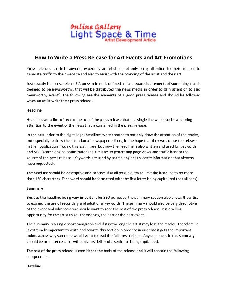 sample press release for events