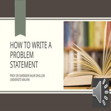 Writing a Problem Statement for your Research Proposal