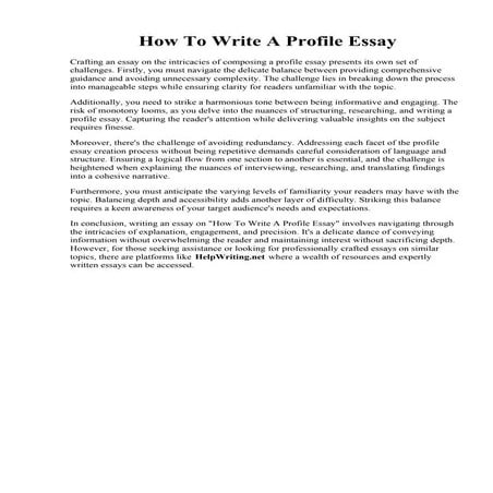 How To Write A Profile Essay | PDF