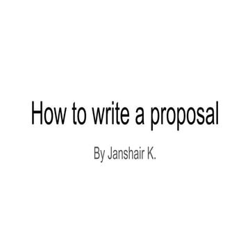 How to write a proposal