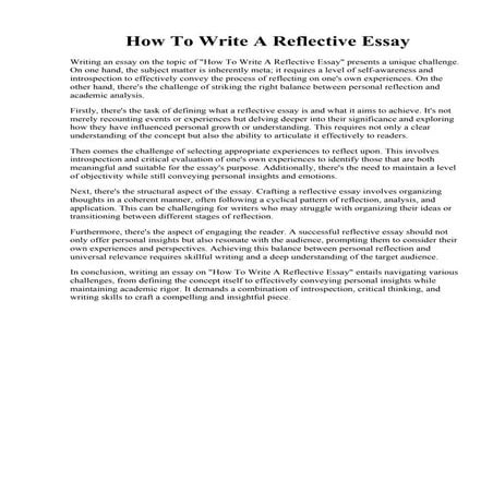 How To Write A Reflective Essay. Buy a reflective essay examples pdf; 19 Refl...