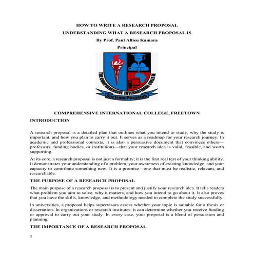 HOW TO WRITE A RESEARCH PROPOSAL UNDERSTANDING WHAT A RESEARCH PROPOSAL IS