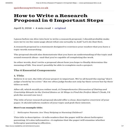 How to write a research proposal in 6 important steps — www.quickessaywriters...