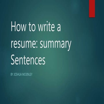 How to write a resume