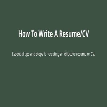 Cv writing session | PPTX