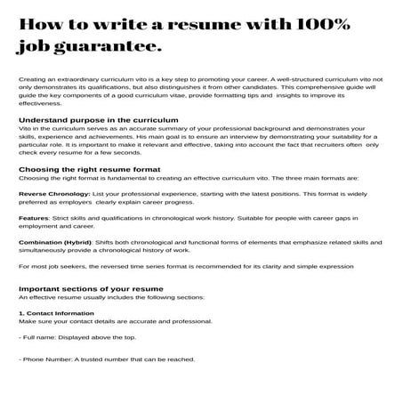 How to write a resume with 100% job guarantee..pdf