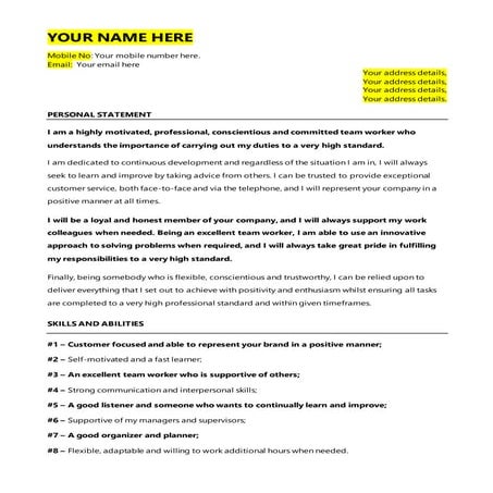 How To Write A Resume With No Experience (template)