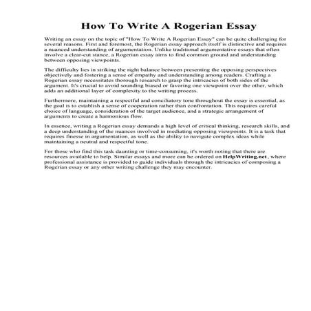 How To Write A Rogerian Essay