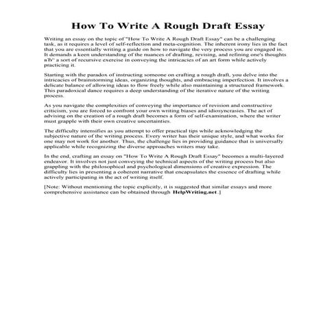 How To Write A Rough Draft Essay | PDF