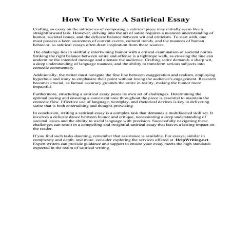 How To Write A Satirical Essay.  How to write good satire. 40 Best Satire Top...