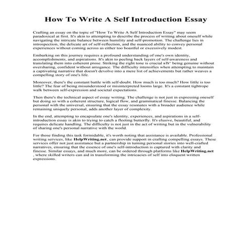 How To Write A Self Introduction Essay.pdf