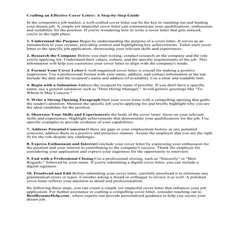 How To Write A Simple Cover Letter. 2. Research th