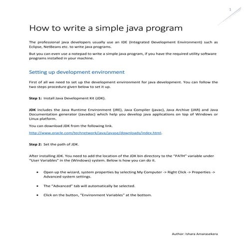 How to write a simple java program in 10 steps | PDF