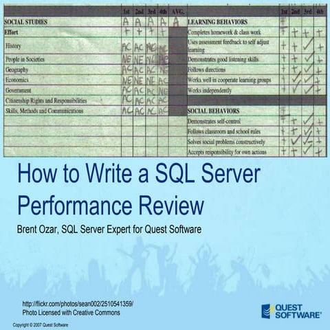 How To Write A SQL Server Performance Review | PPT