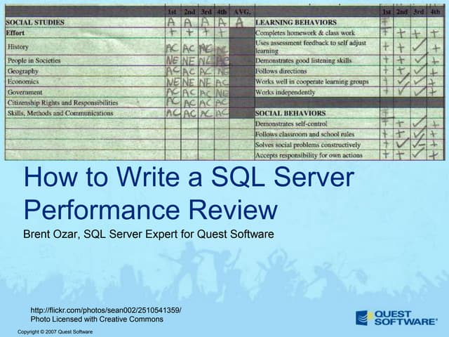 How To Write A SQL Server Performance Review
