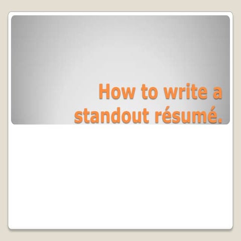 Tips for writing a successful  résumé