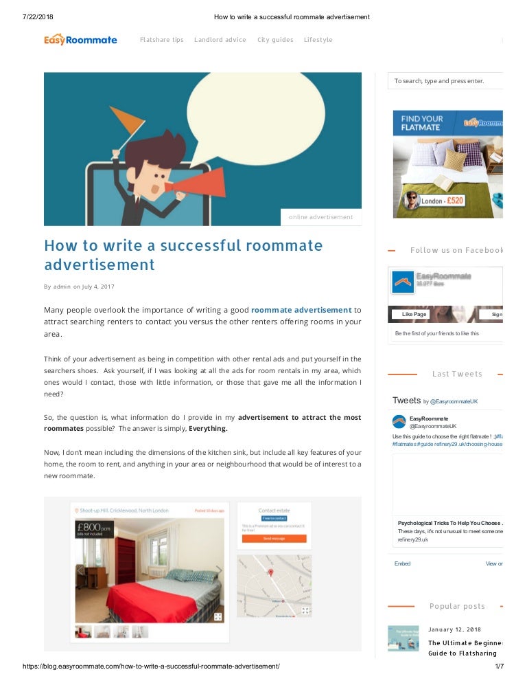 How to write a successful roommate advertisement