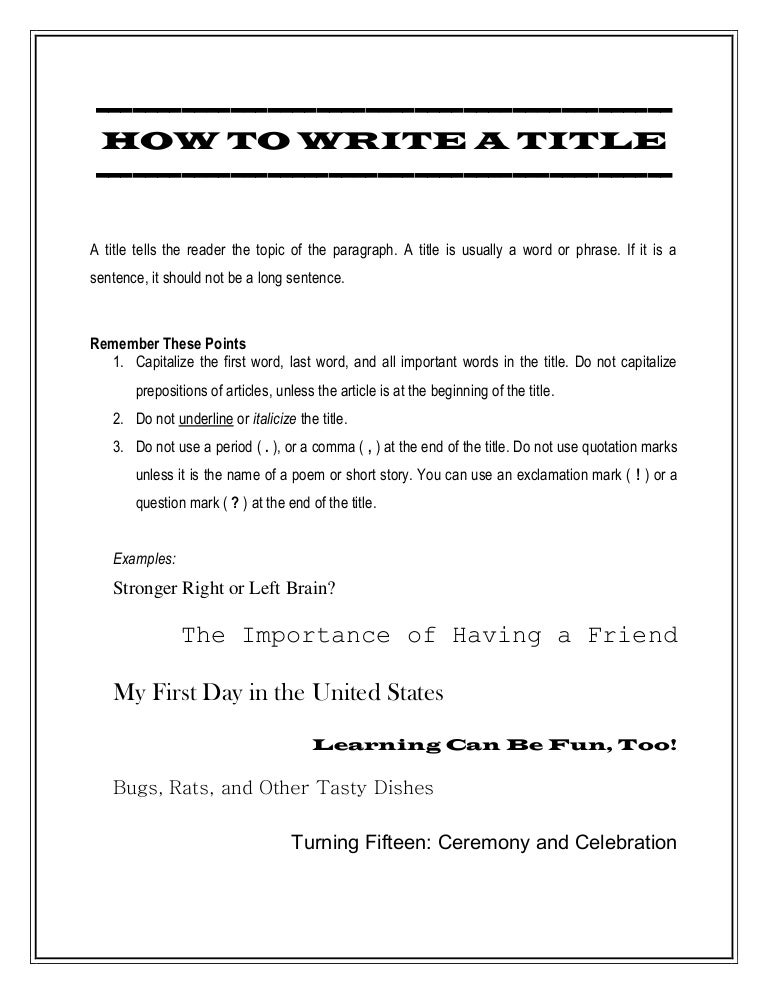 How to Write a Title