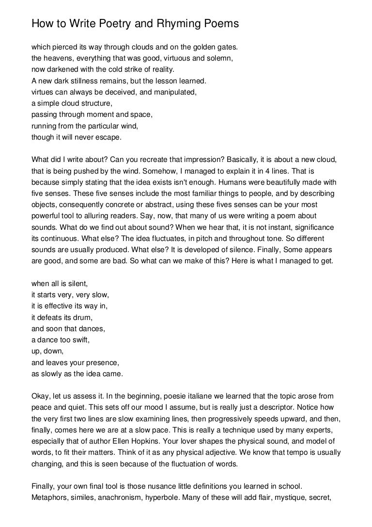 How to Write Poetry and Rhyming Poems