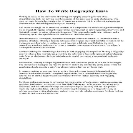 How To Write Biography Essay