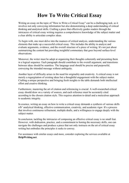 How To Write Critical Essay | PDF