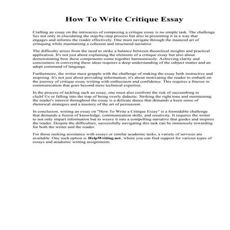 How To Write Critique Essay. Remington College