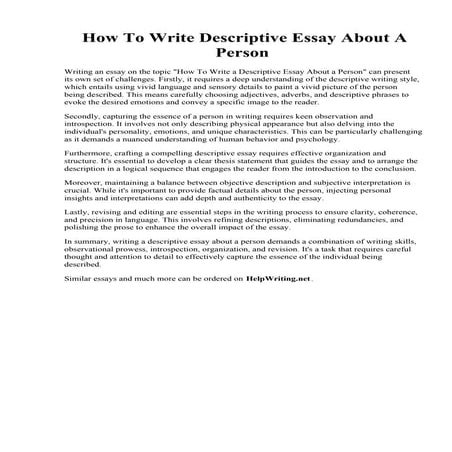 How To Write Descriptive Essay About A Person