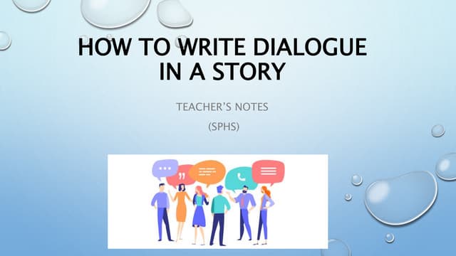 How to write dialogue in a story teacher's notes