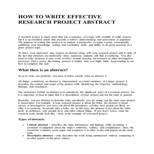 How to write effective research project abstract