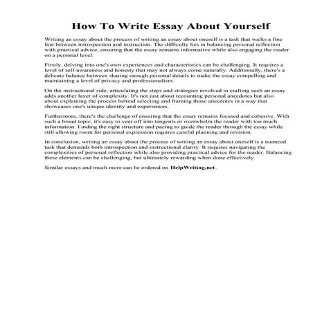 How To Write Essay About Yourself