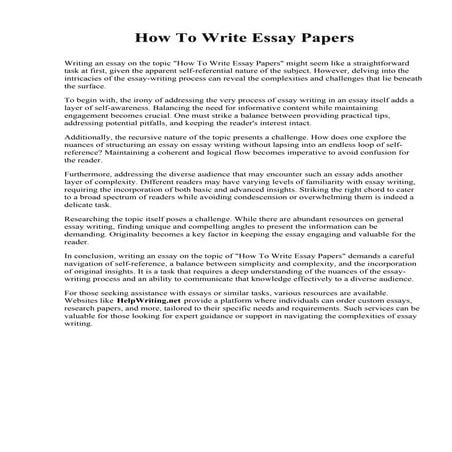 How To Write Essay Papers