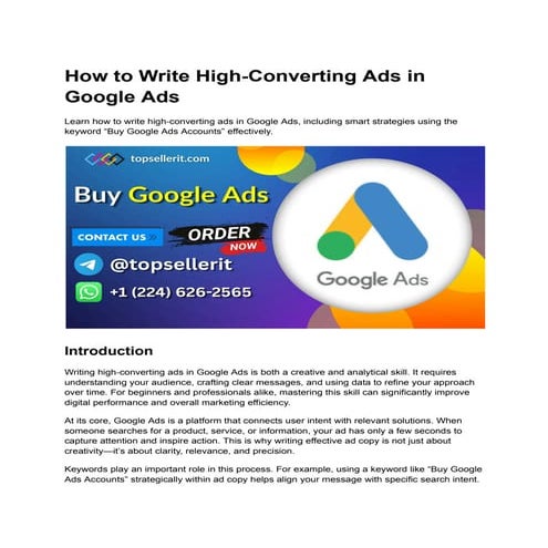 Mastering High-Converting Google Ads: Strategies & Best Practices | PDF