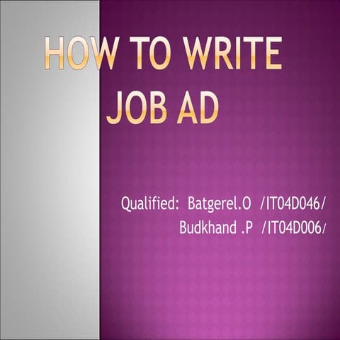 How To Write Job Ad