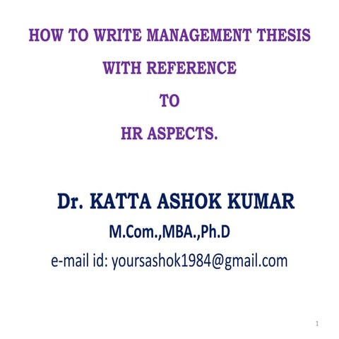 How to write management thesis with reference to hr aspects