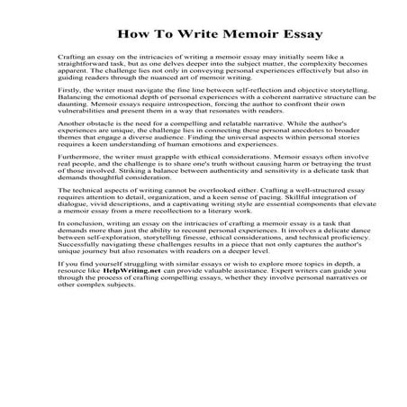 How To Write Memoir Essay. Rochester Institute of Technology