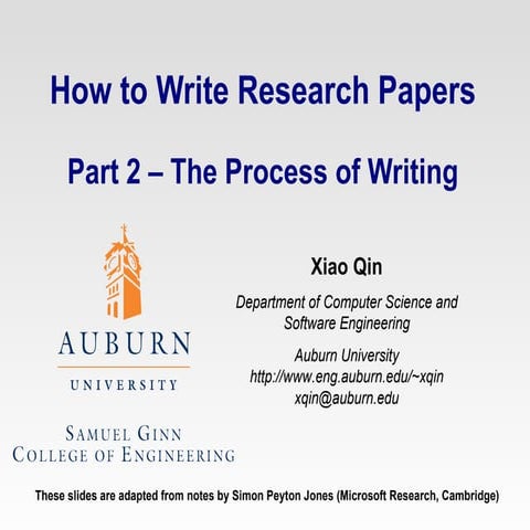 How to  write papers, part 2 process of writing