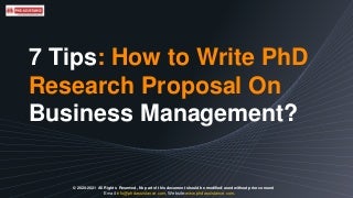 Phd business administration research proposal
