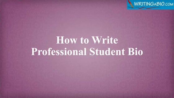 Sample Student Bio | PDF