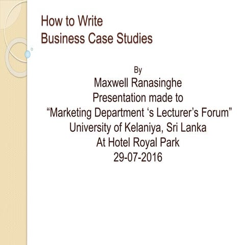 How to write  business case studies