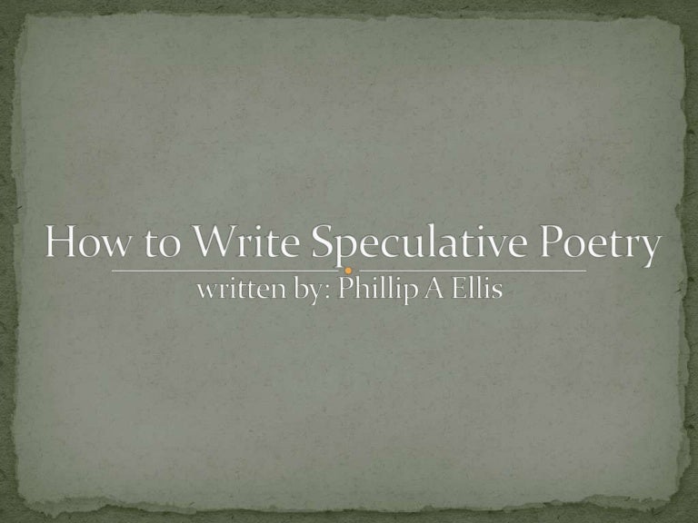 How to Write Speculative Poetry