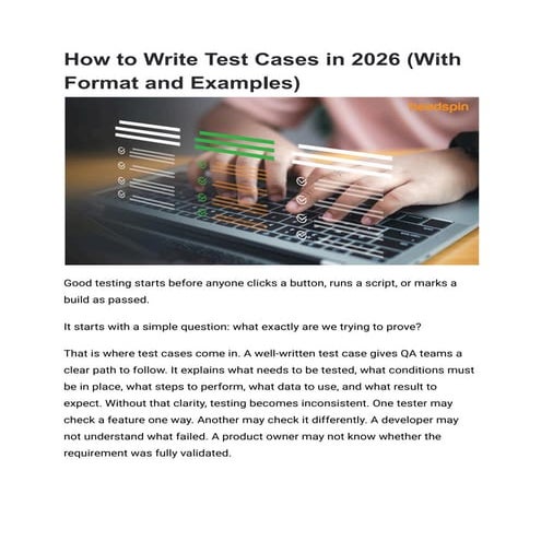 How to Write Test Cases in 2026 (With Format and Examples) | PDF